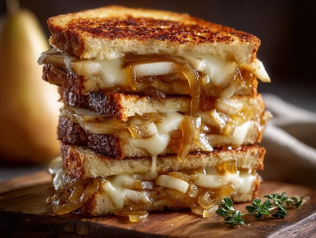Pear & Apple Grilled Cheese With Caramelized Onions