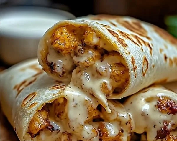 Cheesy Garlic Chicken Wraps