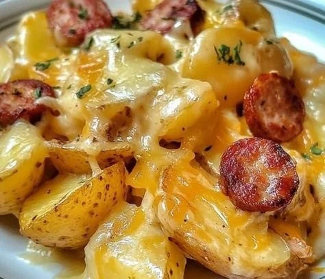 Cheesy Ranch Potatoes and Smoked Sausage