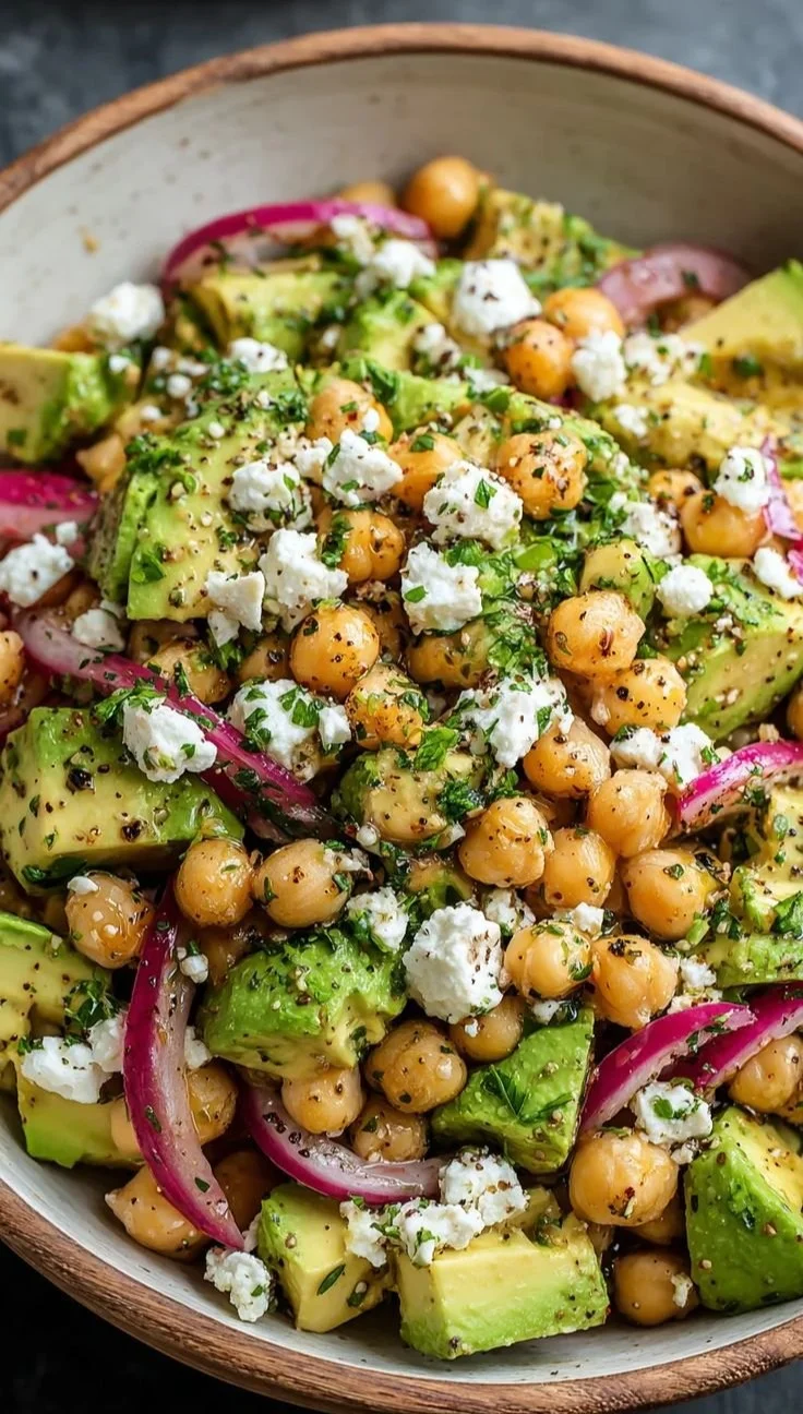 Chickpea Feta Avocado Salad
