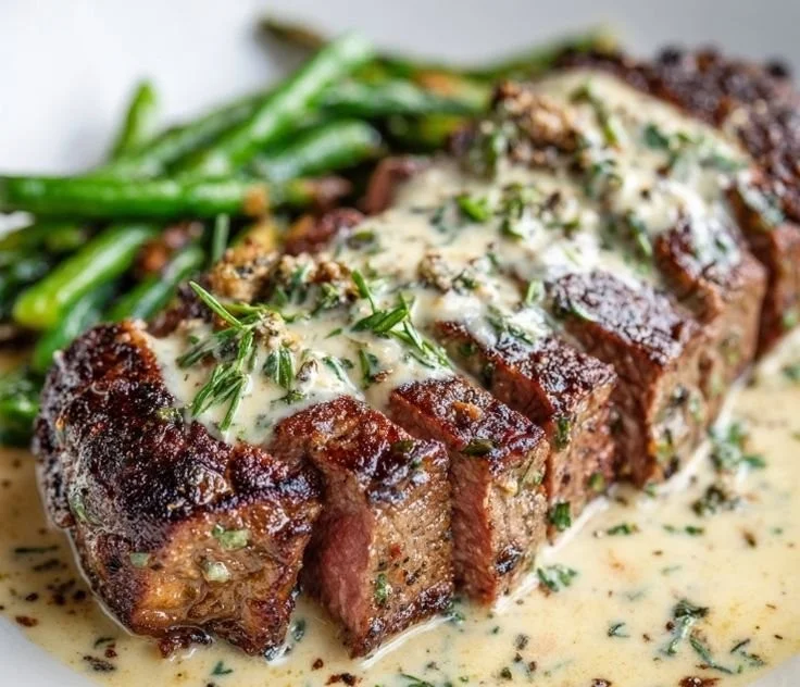 Garlic Butter Steak With Parmesan Cream Sauce