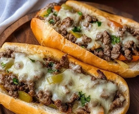 Ground Beef Philly Cheesesteaks