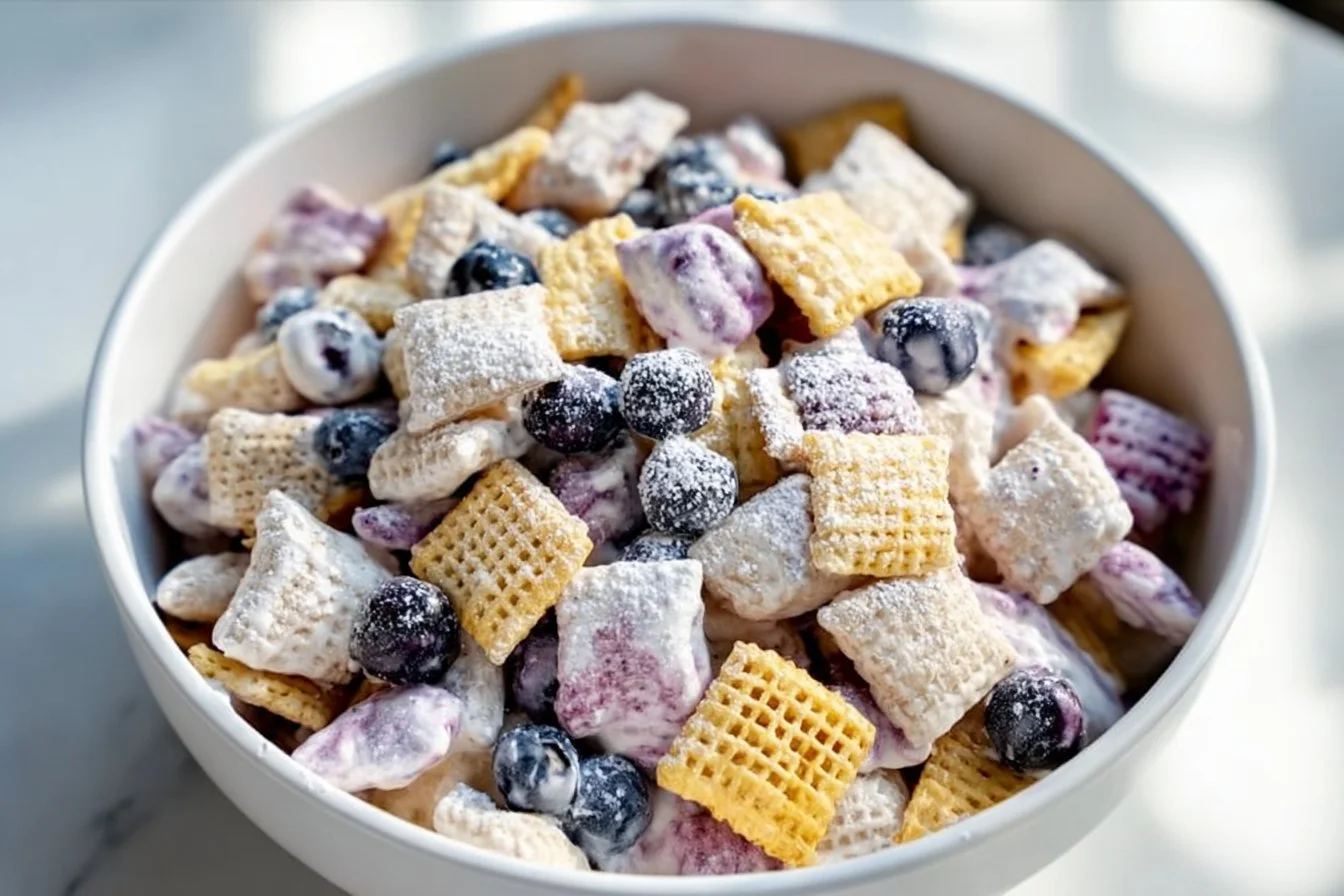 Blueberry Lemon Cheesecake Puppy Chow