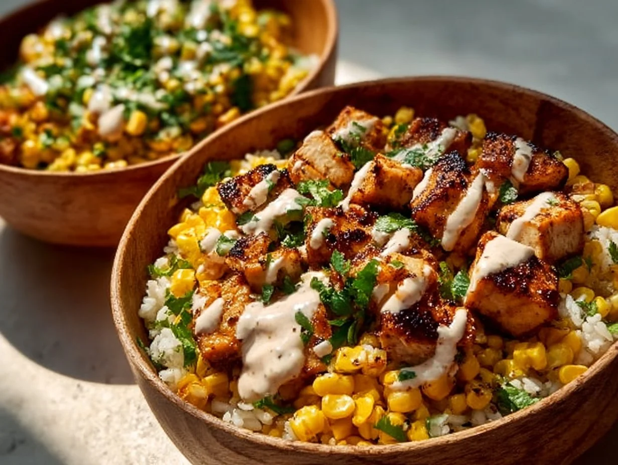Flavorful Chicken Bowls with Street Corn and Fresh Veggies