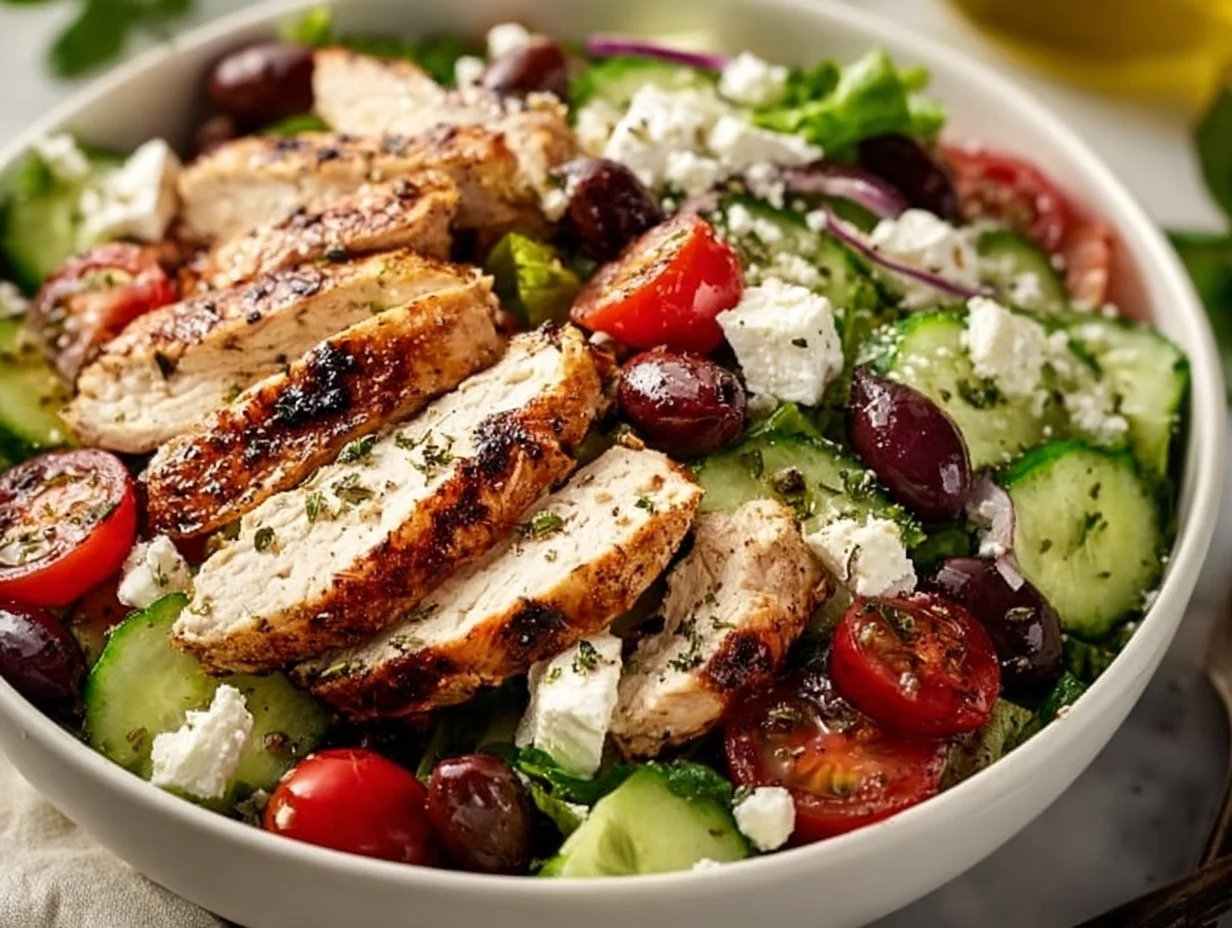 Fresh Greek Salad with Chicken