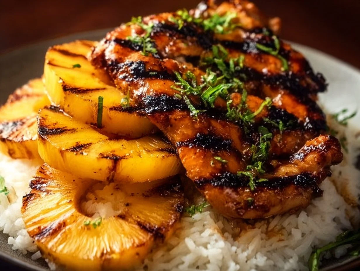 Hawaiian Chicken with Pineapple and Coconut Rice