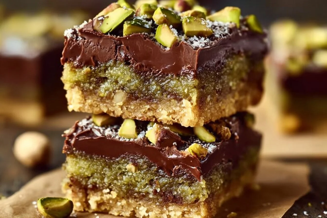 Brown Butter Dubai Pistachio Chocolate Chip Cookie Bars