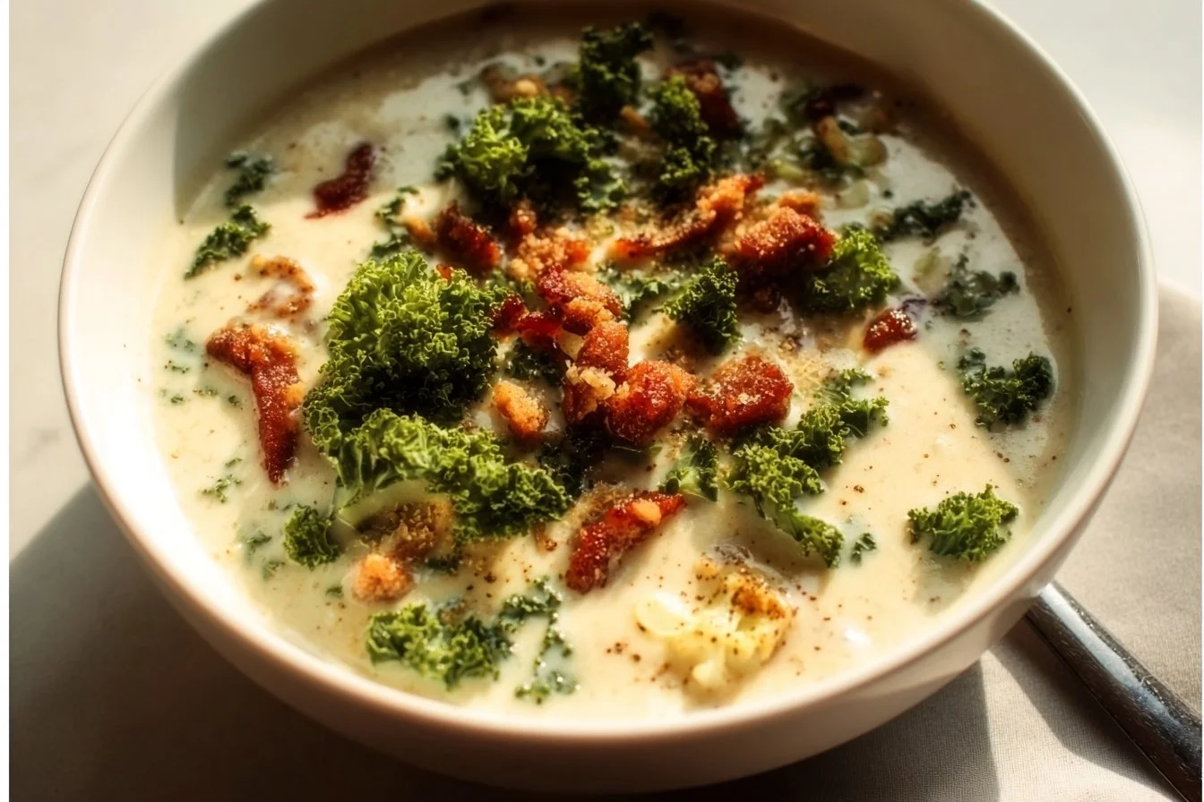 Creamy Cauliflower Sausage Kale Soup – Little Broken