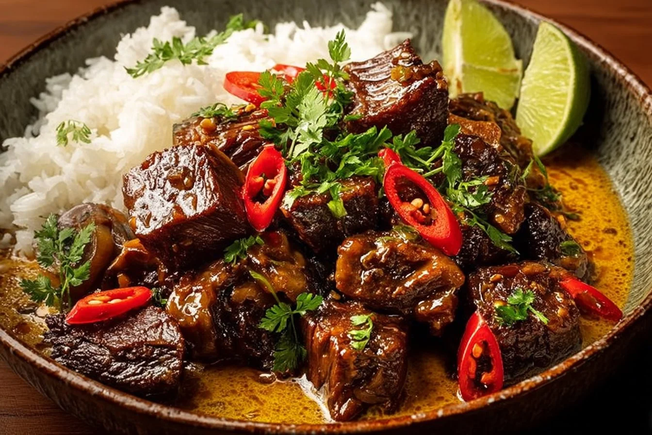 Lemongrass Coconut Braised Beef with Mushrooms
