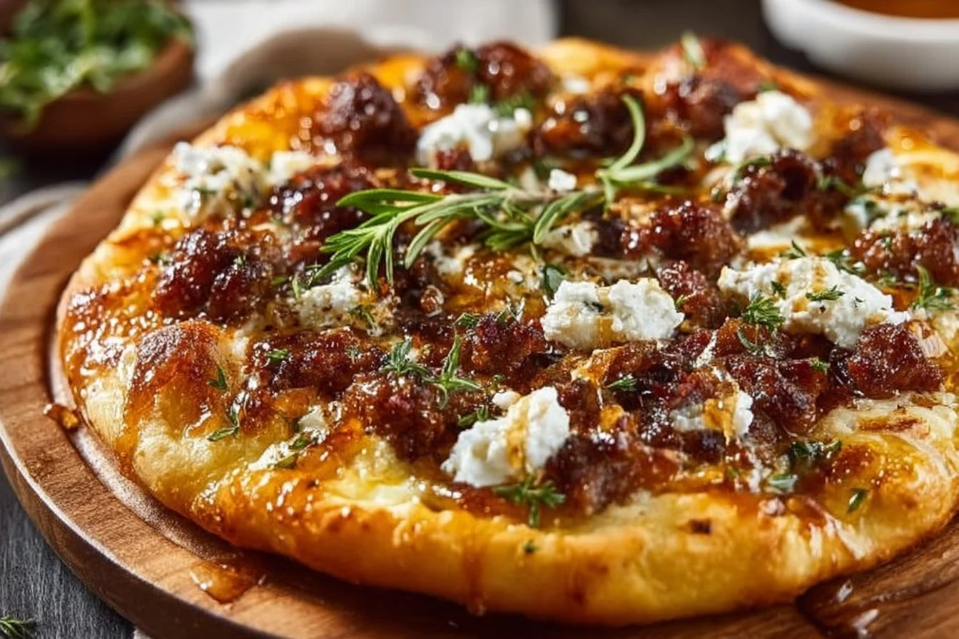 Sweet & Spicy Sausage Ricotta Honey Pizza